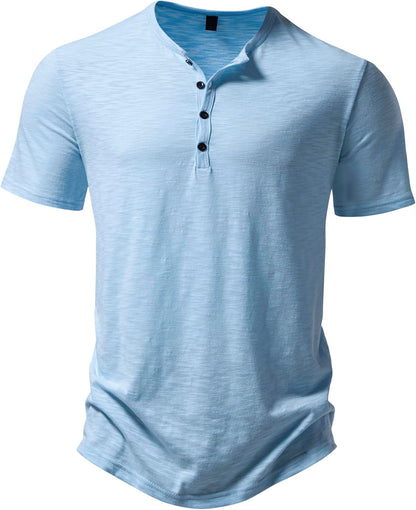 ZEROYAA Men's Short Sleeve Henley Shirt Casual Stretchy Slim Fit T Shirt