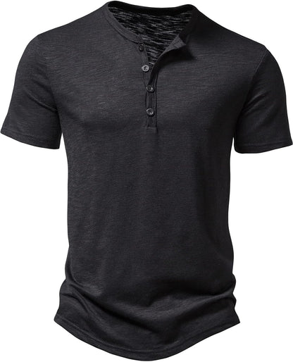 ZEROYAA Men's Short Sleeve Henley Shirt Casual Stretchy Slim Fit T Shirt
