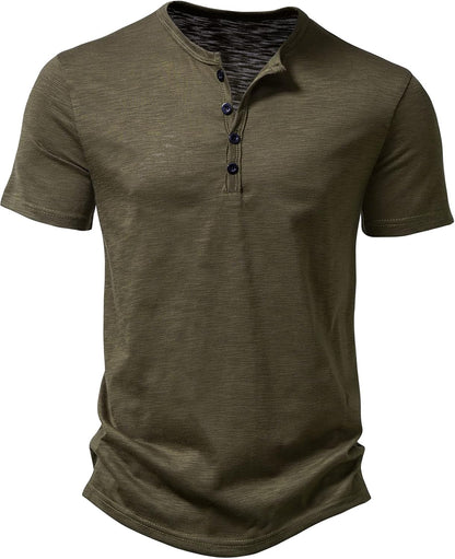 ZEROYAA Men's Short Sleeve Henley Shirt Casual Stretchy Slim Fit T Shirt