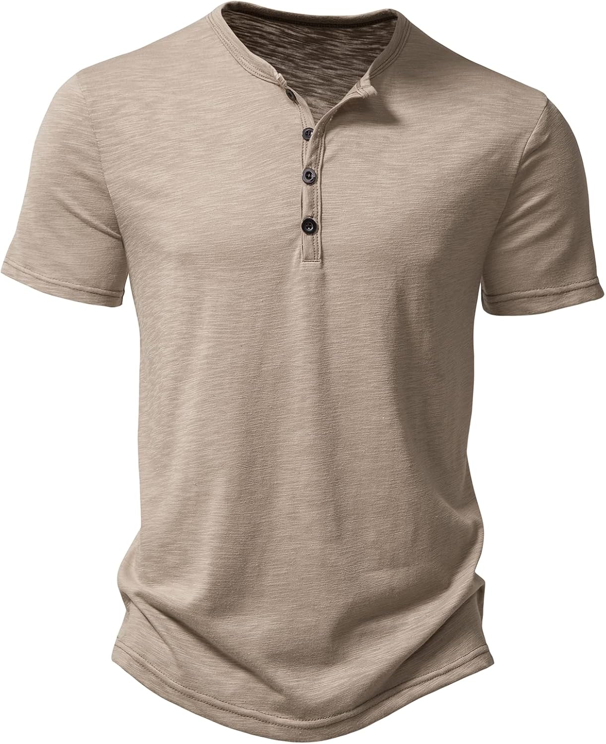 ZEROYAA Men's Short Sleeve Henley Shirt Casual Stretchy Slim Fit T Shirt