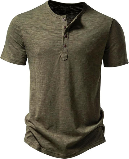 ZEROYAA Men's Short Sleeve Henley Shirt Casual Stretchy Slim Fit T Shirt