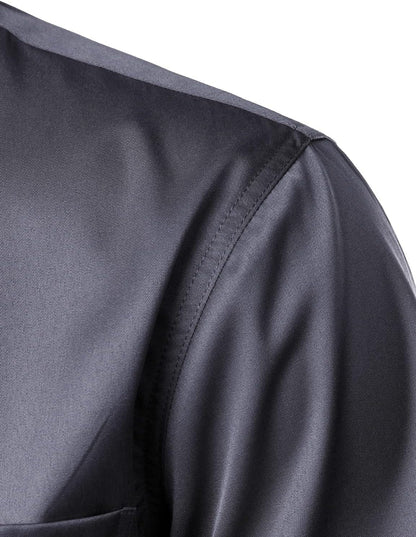 ZEROYAA Men's Casual Urban Stylish Slim Fit Short Sleeve Button Up Dress Shirt with Pocket