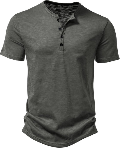 ZEROYAA Men's Short Sleeve Henley Shirt Casual Stretchy Slim Fit T Shirt