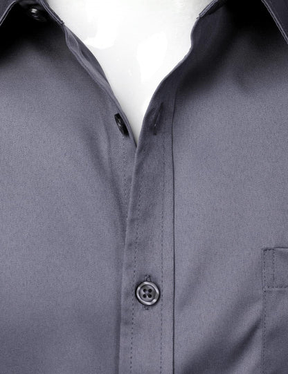 ZEROYAA Men's Casual Urban Stylish Slim Fit Short Sleeve Button Up Dress Shirt with Pocket