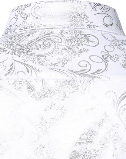 ZEROYAA Men's Luxury Paisley Dress Shirt Shiny Floral Printed Button Down Shirts for Party Prom