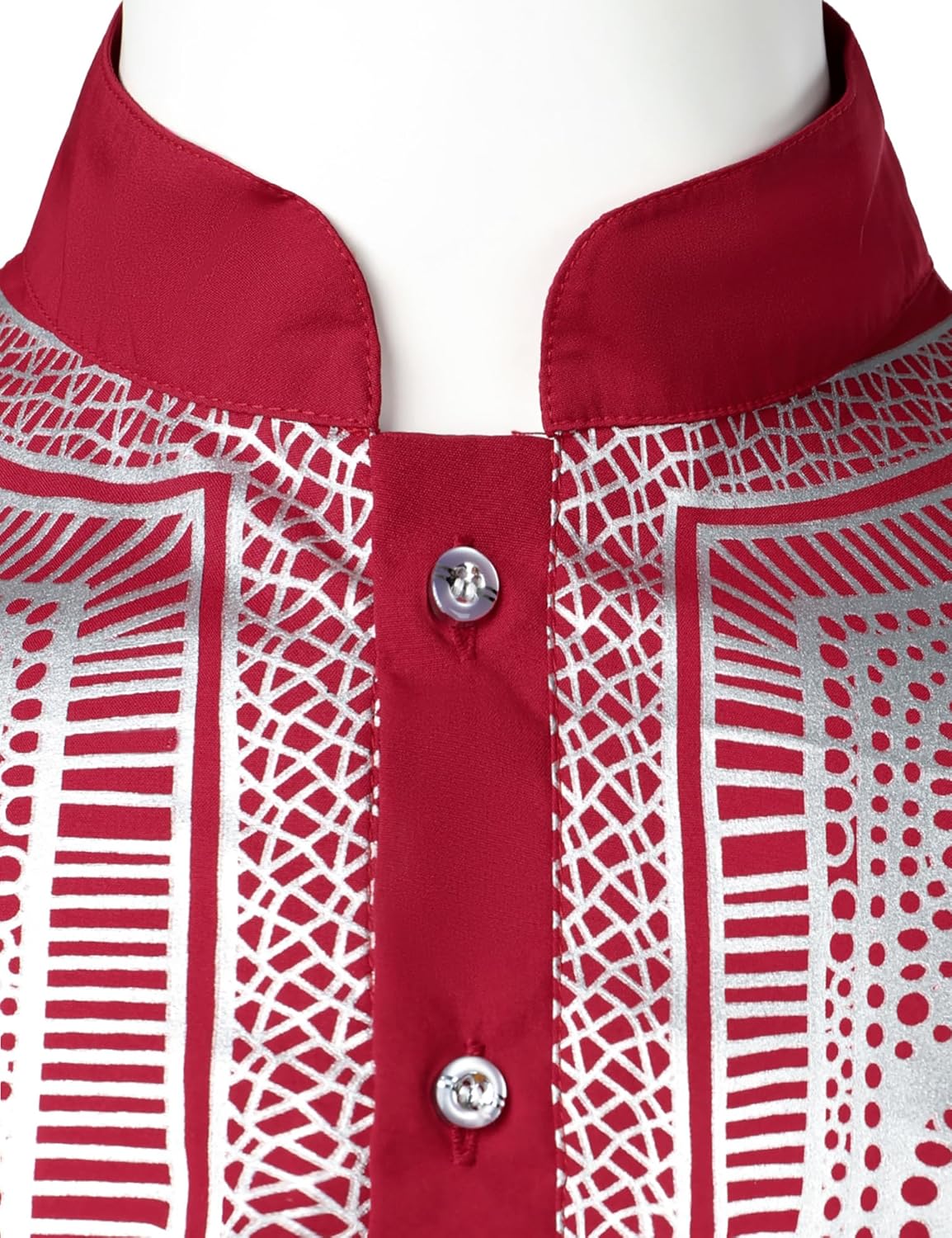 ZEROYAA Men's Traditional African Long Sleeve Dashiki Shiny Pattern Printed Dazzling Shirt
