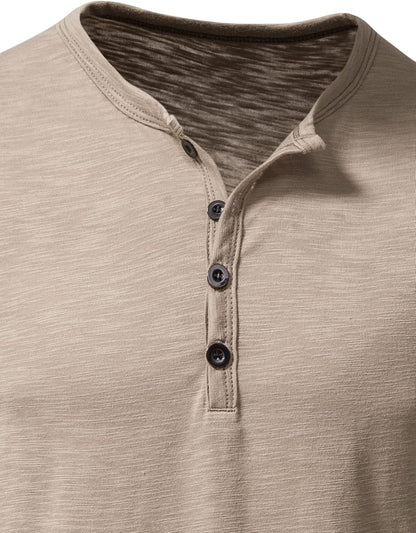 ZEROYAA Men's Short Sleeve Henley Shirt Casual Stretchy Slim Fit T Shirt