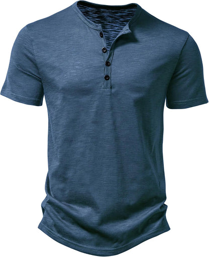 ZEROYAA Men's Short Sleeve Henley Shirt Casual Stretchy Slim Fit T Shirt