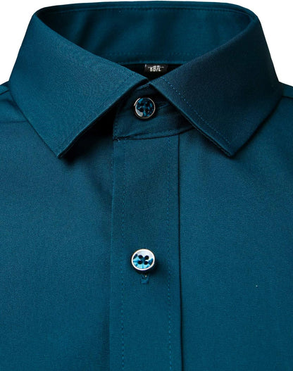 ZEROYAA Men's Business Formal Slim Fit Long Sleeve Button Up Dress Shirts with Pocket