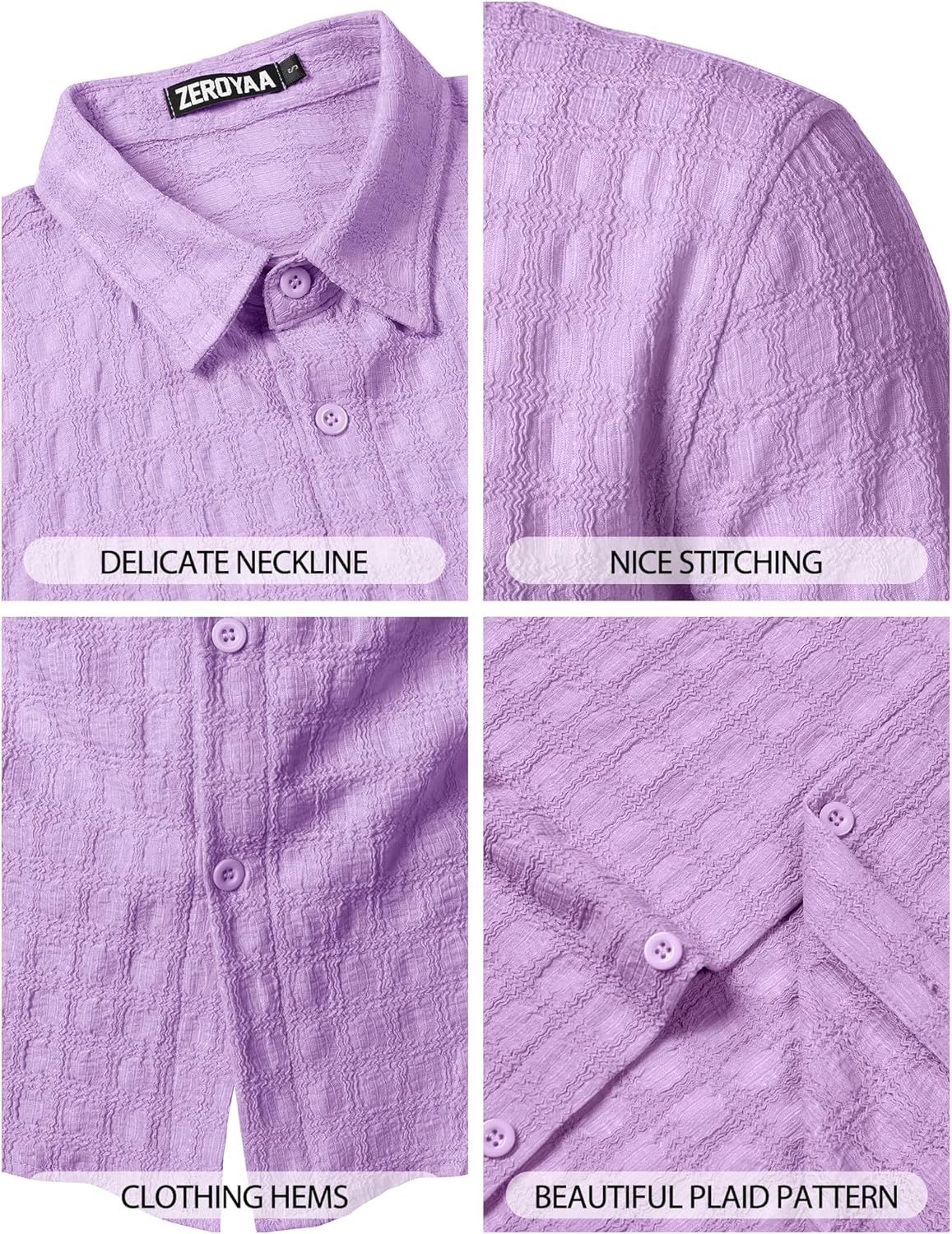 ZEROYAA Men's Knit Shirt Vintage Slim Fit Short Sleeve Button Down Shirts Summer Vacation Beach Tops