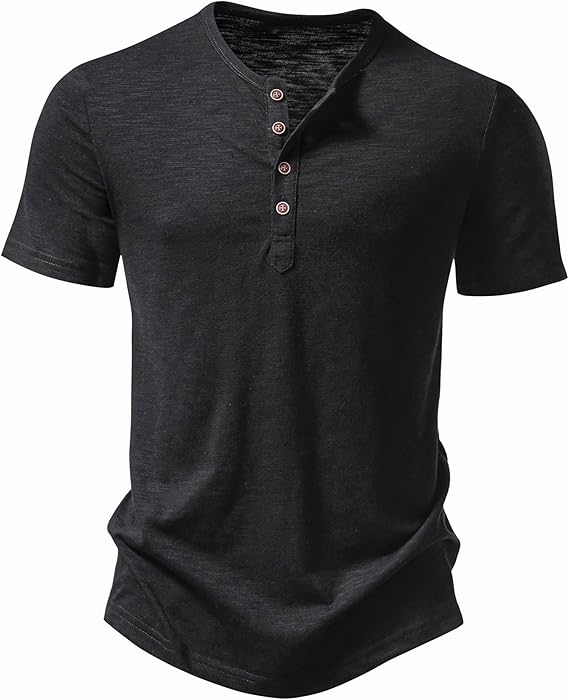 ZEROYAA Men's Short Sleeve Henley Shirt Casual Stretchy Slim Fit T Shirt
