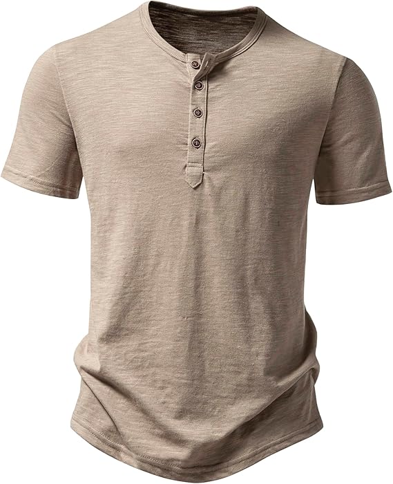 ZEROYAA Men's Short Sleeve Henley Shirt Casual Stretchy Slim Fit T Shirt