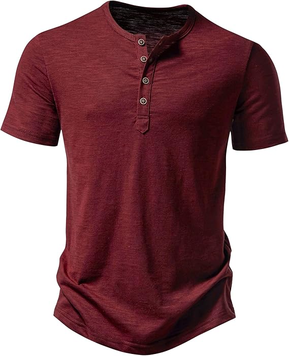 ZEROYAA Men's Short Sleeve Henley Shirt Casual Stretchy Slim Fit T Shirt